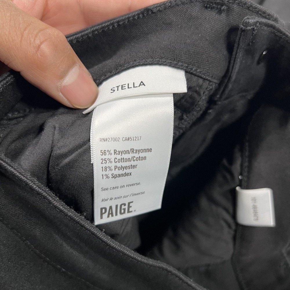 Paige Pants Womens 26 Black Luxe Coating Stella Flap Cargo Pockets Zip Straight - Picture 10 of 14